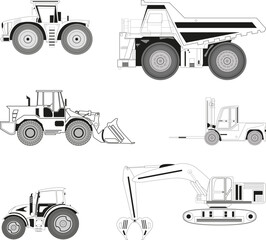 Heavy construction equipment. High detail vectors. Big set