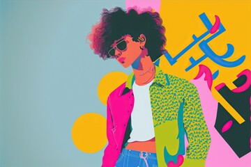 Gen Z Latinx pastel colors, vector style illustration made with Generative AI