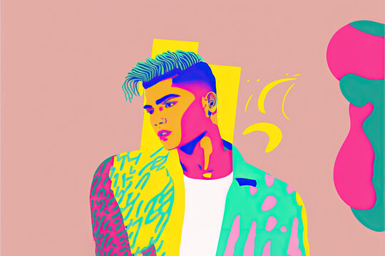 Gen Z Latinx pastel colors, vector style illustration made with Generative AI