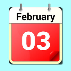 day on the calendar, vector image format, February 3