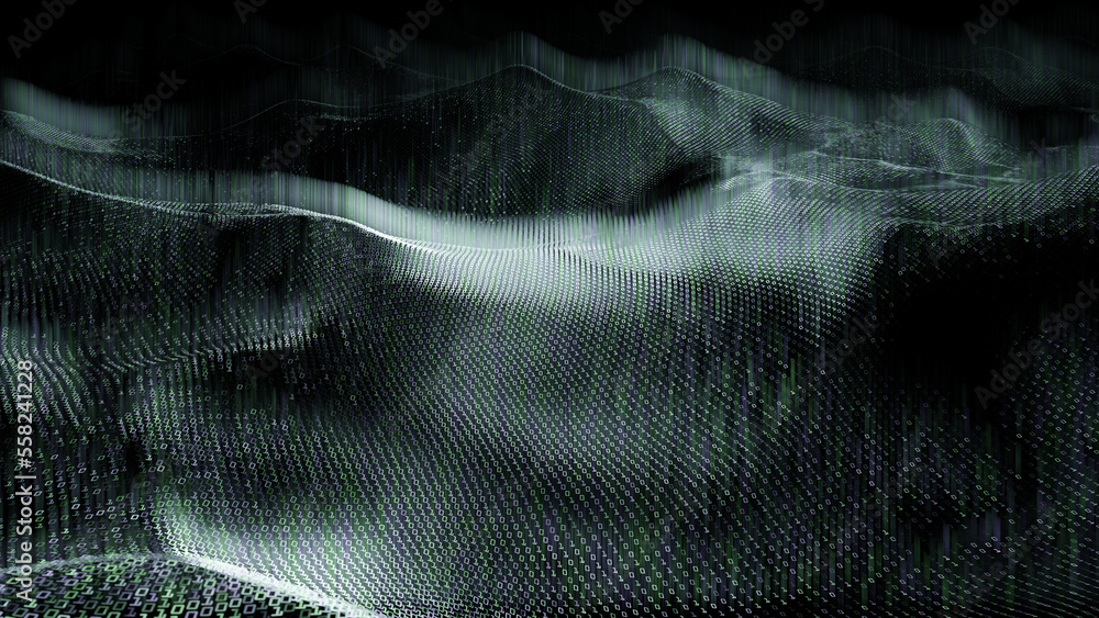 Poster binary digits imposed over a seascape