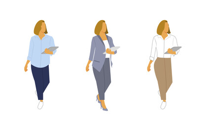 Women in different office cloth standing with laptop