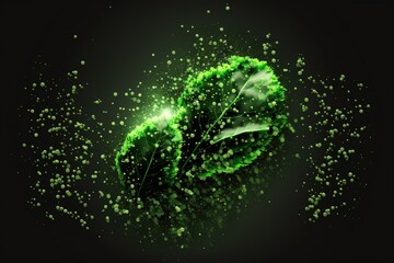Green salad with green particle. Generative AI.