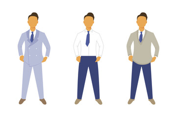 Standing men in different office cloth