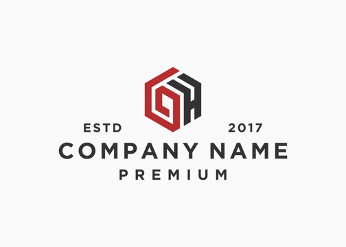 letter gh hexagon logo design vector illustration template