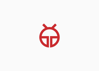 letter gg ladybug logo design vector illustration template