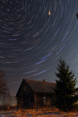 winter night with star trails astronomy 