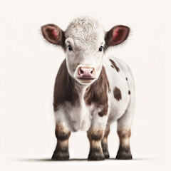 Baby calf brown and white standing Generative AI