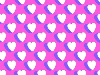 3d hearts seamless pattern. Happy Valentine's Day. Background with isometric hearts for greeting card, wrapping paper, promotional items and invitations. Vector illustration