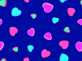 3d hearts seamless pattern. Happy Valentine's Day. Background with isometric hearts for greeting card, wrapping paper, promotional items and invitations. Vector illustration