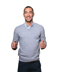 Friendly young man doing a gesture of admiration
