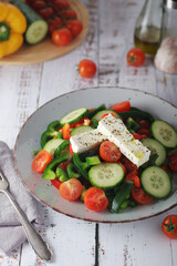 Traditional Greek salad on the plate	