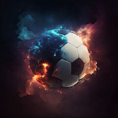 Glowing exploding football, Ai Illustraion 