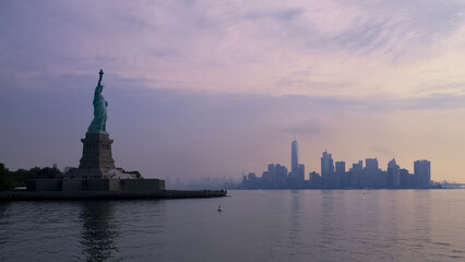 statue of liberty from the boat