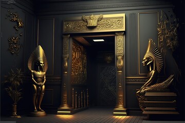 Room interior in ancient Egyptian style. AI - obrazy, fototapety, plakaty