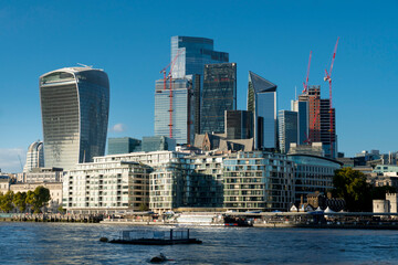 UK, England, London, City skyline from Tower bridge