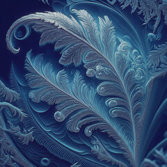Generative AI illustration of a blue frosty winter swirls.