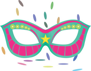 Illustration vector carnival mask with confetti