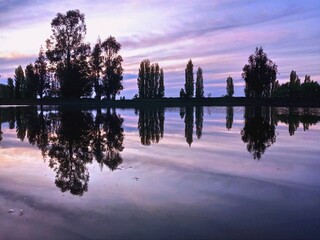 sunset over the river