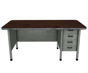 3d rendering metal desk with filing cabinet for office