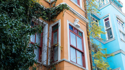 Fototapeta na wymiar Balat district in Istanbul Turkey. Colorful houses in Balat. historic streets in Istanbul