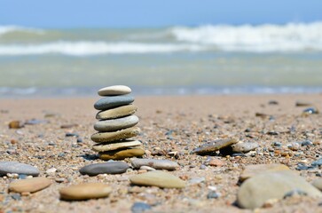 stack of stones on the beach