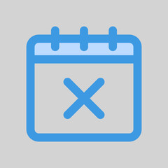 Cancel schedule icon in blue style, use for website mobile app presentation