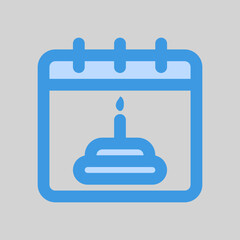 Birthday calendar icon in blue style, use for website mobile app presentation