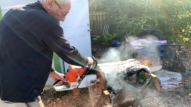 Slow Motion Chainsaw Work