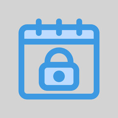 Lockdown calendar icon in blue style, use for website mobile app presentation