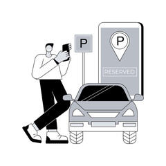 Reserve parking space for curbside pickup abstract concept vector illustration. Customer walk in, pickup station, customers arrival, keep employees safe, small business abstract metaphor.