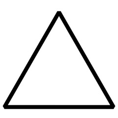 Monochrome vector graphic of an equilateral triangle with squared vertices
