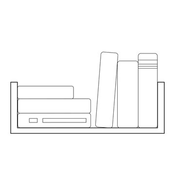 recommend clip art: Simple black line bookshelf with book spines
