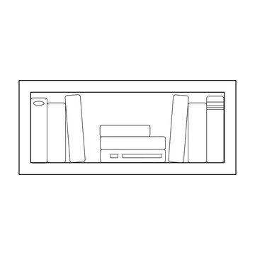 recommend clip art: Simple black line bookshelf with book spines
