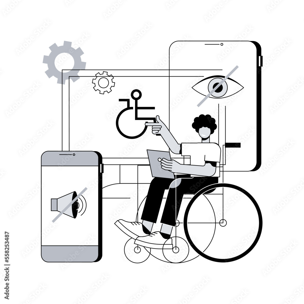 Poster electronic accessibility abstract concept vector illustration. accessibility to websites, electronic