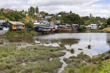 Palafitos de Pedro Montt - colorful stilt houses on Chiloé (Isla Grande de Chiloé) in Chile 