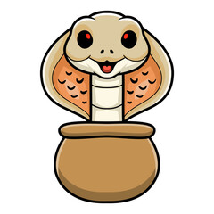 Cute albino monocled cobra cartoon