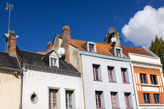 facades of old houses in Amiens, Hauts-de-France, norther France