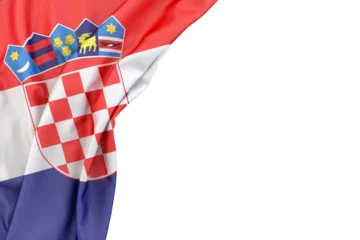 Fotobehang Flag of Croatia in the corner on white background. Isolated © kirill_makarov