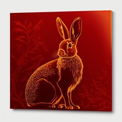 Chinese new year golden rabbit with red background. Generative AI