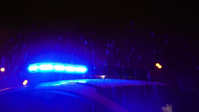 Police skye lamps in the rain
