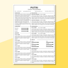 Resume Template Clean Two Column Sidebar Application Job Employer