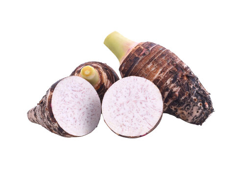 Taro root on old wooden background.transparent png