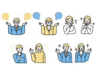 悩む、考える、2択のイラスト(迷う、選ぶ、知る、勉強、夫婦) A two-choice illustration of thinking and thinking.hesitation, choice, knowledge, study, husband and married.