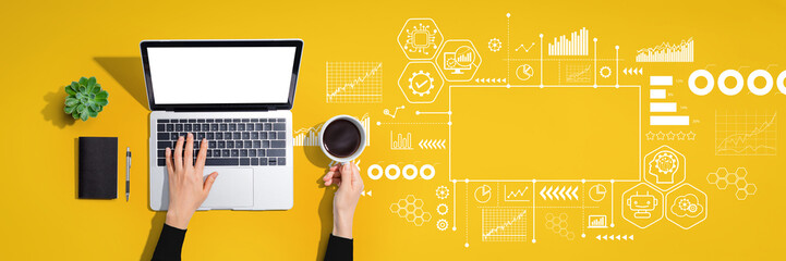 Digital transformation and technological revolution concept with person using a laptop computer
