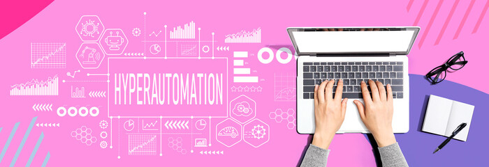 Hyperautomation theme with person using a laptop computer