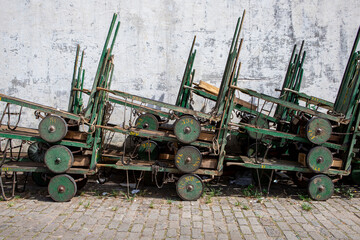 Closeup of wheelbarrow used in wholesale market on Sao Paulo, Brazil