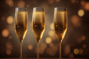 Three glasses of champagne