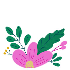 Watercolor leave and flower