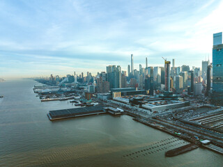 Aerial Drone Sunrise in Weehawken New Jersey